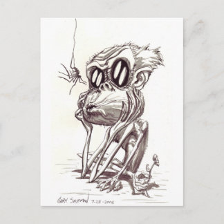 Ugly Monkey with Flower and Bug (Postcard) Postkarte