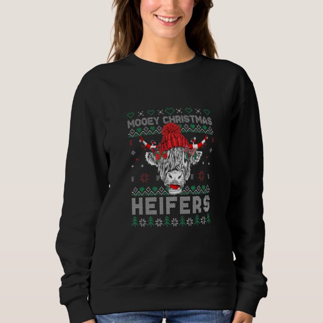 Ugly Mooey Christmas Heifers Santa Cow Sweatshirt (Vorderseite)