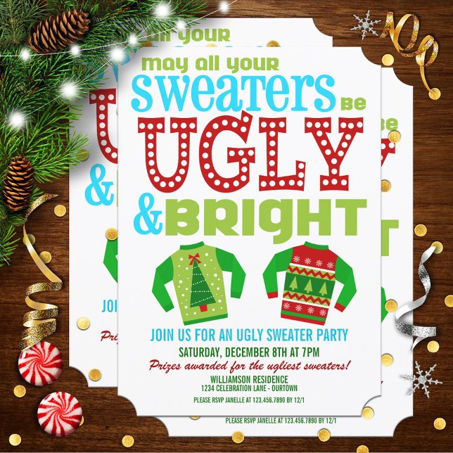 Ugly 'n Bright Christmas Sweater Party Einladung (Von Creator hochgeladen)