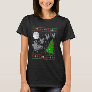 Ugly Owl Weihnachtsbeleuchtung Baum Santa Riding S T-Shirt
