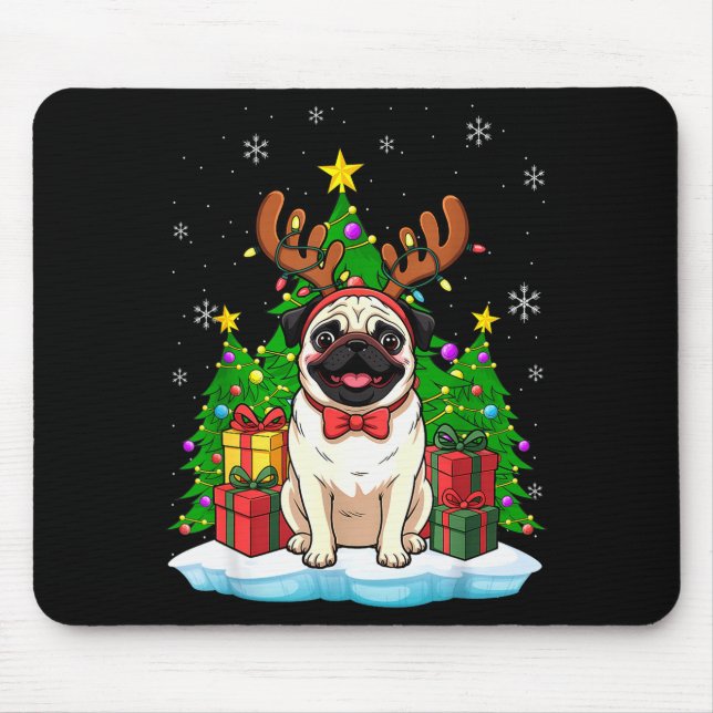 Ugly Pug Christmas Sweater Pajama For Women Men Fa Mousepad (Vorne)