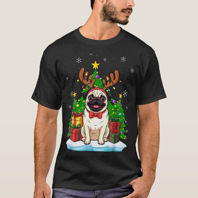 Ugly Pug Christmas Sweater Pajama For Women Men Fa T-Shirt (Vorderseite)