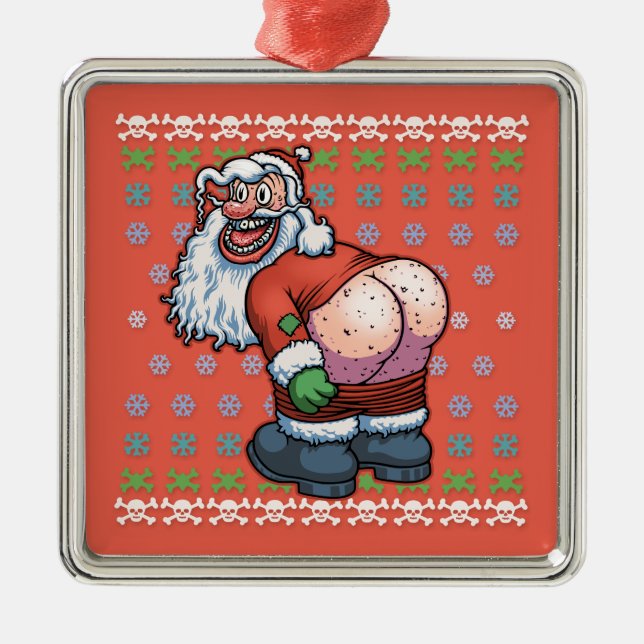 Ugly Santa Moon Ornament Aus Metall (Vorne)