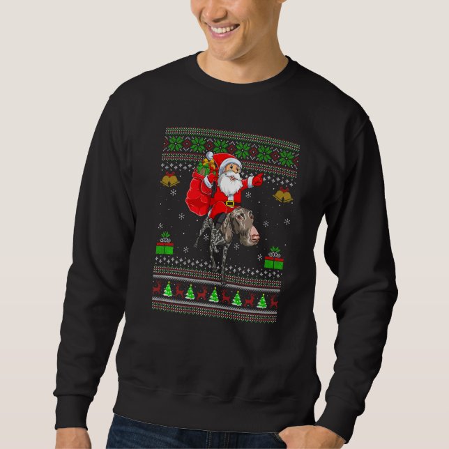 Ugly Santa Riding German Shorthaired Pointer Dog C Sweatshirt (Vorderseite)