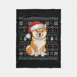 Ugly Shiba Inu Dog liebt Xmas Sweater Santa Chris Fleecedecke