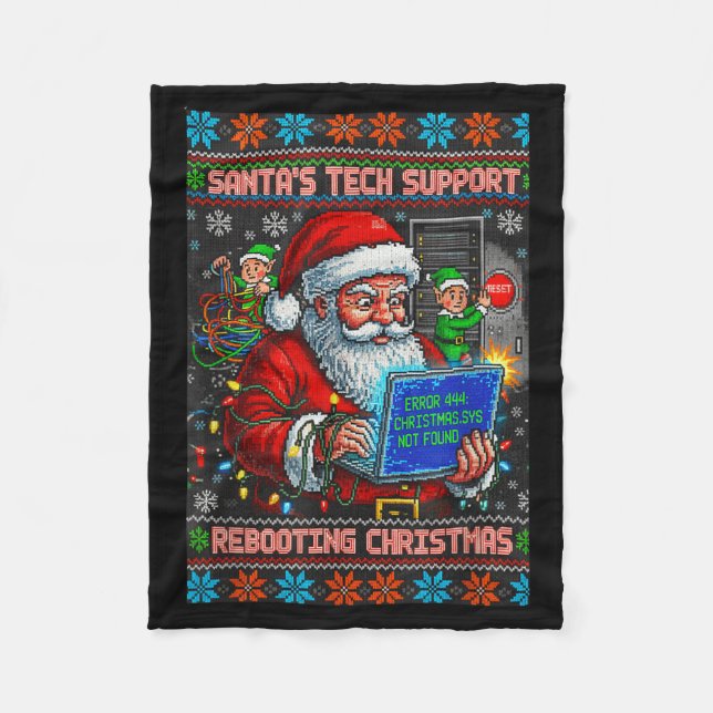 Ugly Support s Rebooting Santa Tech Fleecedecke (Vorderseite)