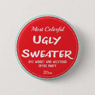 Ugly Sweater Award Party Office - Die farbenprächt Button