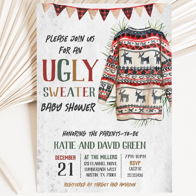 Ugly Sweater Baby Dusche Einladung (Von Creator hochgeladen)