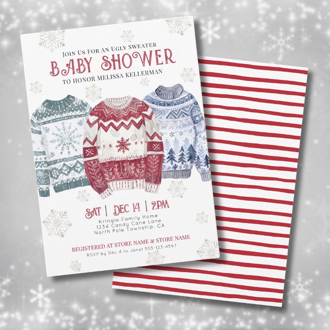 Ugly Sweater Christmas Baby Dusche Einladung (Ugly Sweater Christmas Baby Shower Invitation)