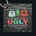Ugly Sweater Christmas Baby Dusche Geschenkanhänger<br><div class="desc">Feiern Sie stilvoll mit diesen niedlichen und sehr trendigen Babyduschen,  die Anhänger bevorzugen. Dieses Design lässt sich leicht mit Ihrer speziellen Veranstaltungssprache personalisieren und Ihre Gäste werden begeistert sein,  wenn sie diese fabelhaften Tags sehen.</div>