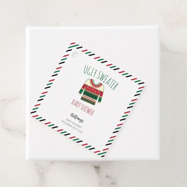 Ugly Sweater Christmas Baby Dusche Geschenkanhänger (Beispiel)