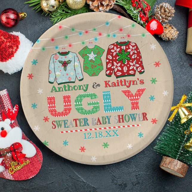 Ugly Sweater Christmas Baby Dusche Pappteller (Von Creator hochgeladen)