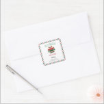 Ugly Sweater Christmas Baby Dusche Quadratischer Aufkleber<br><div class="desc">Dieses Design bietet ein hässliches Sweater Baby Dusche Thema mit einer Pullover-Abbildung in rot-grün und schwarz Farben.</div>