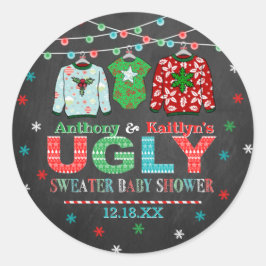 Ugly Sweater Christmas Baby Dusche Runder Aufkleber