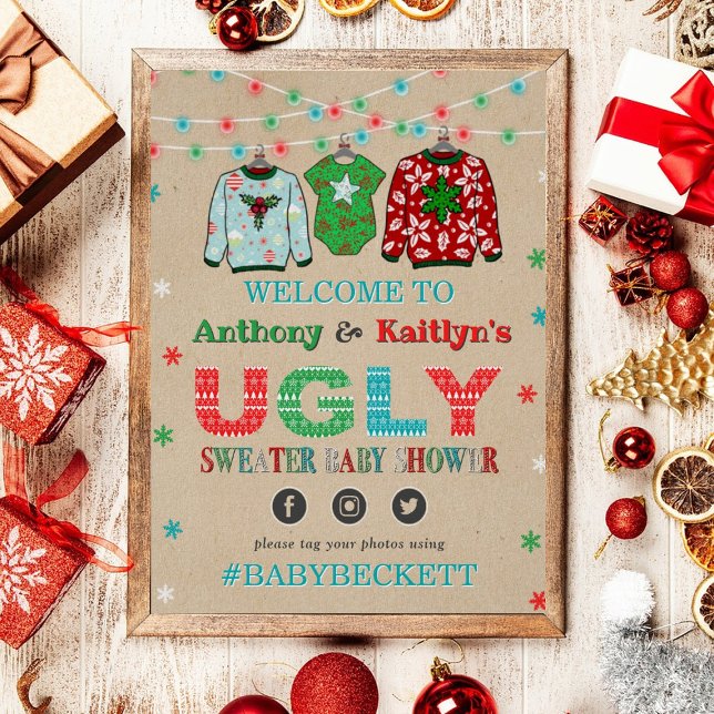 Ugly Sweater Christmas Baby Dusche Willkommen Poster (Von Creator hochgeladen)