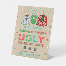 Ugly Sweater Christmas Baby Dusche Willkommen Sockelschild