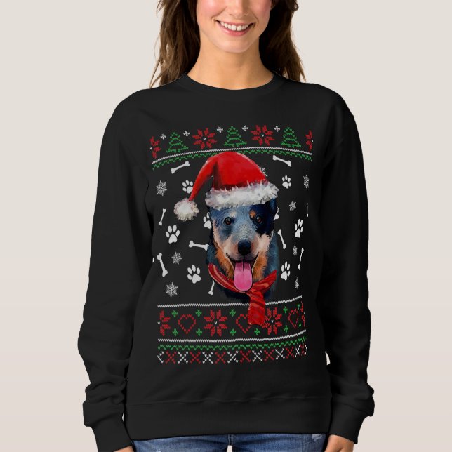 Ugly Sweater Christmas Blue Heeler Weihnachtsmannm Sweatshirt (Vorderseite)