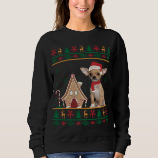 Ugly Sweater Christmas Chihuahua Weihnachtsmannmüt Sweatshirt