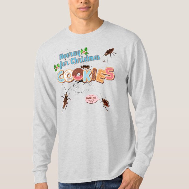 Ugly sweater Christmas cockroach eating cookies T-Shirt (Vorderseite)
