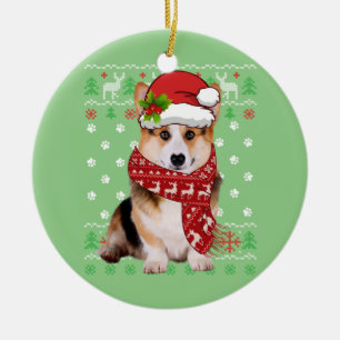 Ugly Sweater Christmas Corgi Dog Puppy Xmas Pajama Keramik Ornament