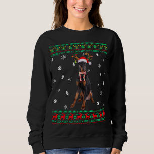 Ugly Sweater Christmas Doberman Dog Santa Reindeer Sweatshirt