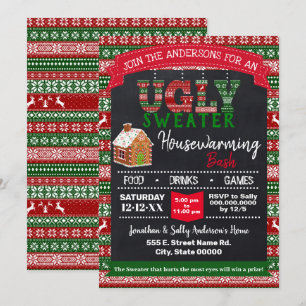 Ugly Sweater Christmas Housewärming Bash Einladung