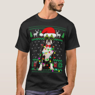 Ugly Sweater Christmas Lights Boston Terrier Dog P T-Shirt