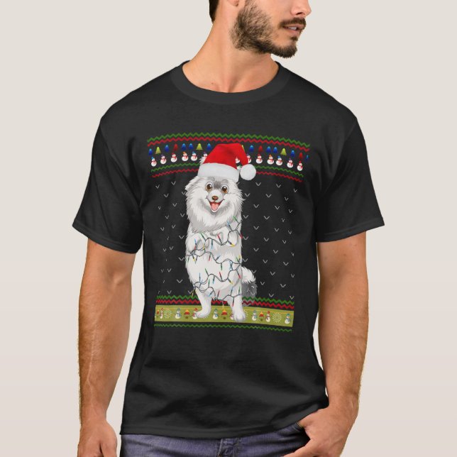 Ugly Sweater Christmas Lights Coton De Tulear Dog T-Shirt (Vorderseite)