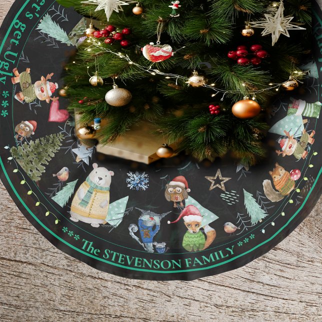 Ugly Sweater Christmas niedlicher Tiere Tree Skirt Polyester Weihnachtsbaumdecke (Ugly Sweater Christmas cute Animals Tree Skirt)
