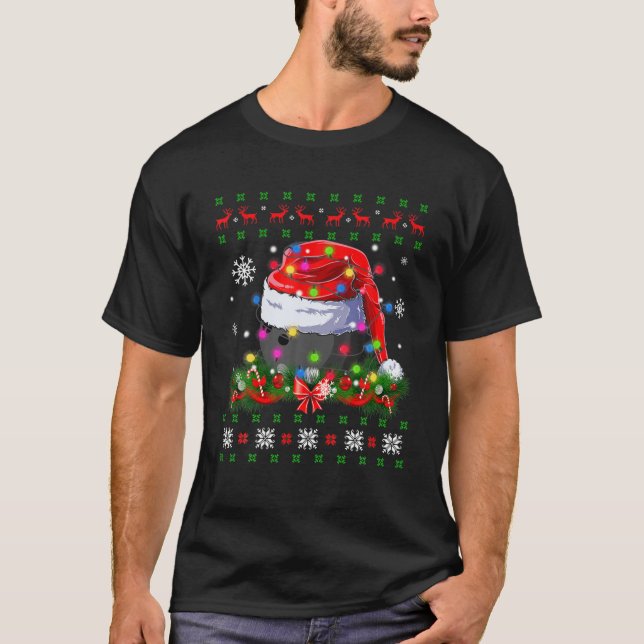 Ugly Sweater Christmas Pajama Lights Bowling Sport T-Shirt (Vorderseite)