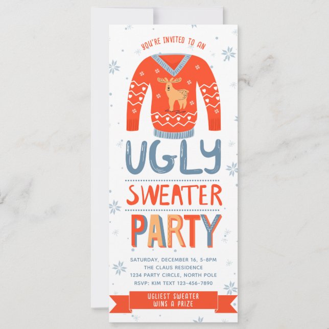 Ugly Sweater Christmas Party Einladung (Vorderseite)