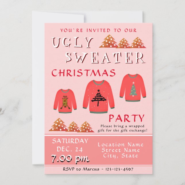 Ugly Sweater Christmas Party Einladung (Vorderseite)