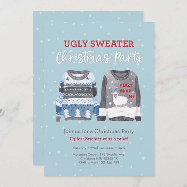 Ugly Sweater Christmas Party Einladung (Vorne/Hinten)
