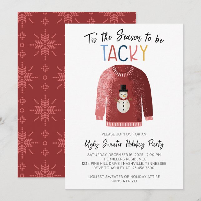 Ugly Sweater Christmas Party Einladung (Vorne/Hinten)