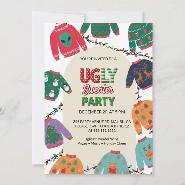 Ugly Sweater Christmas Party Einladung (Vorderseite)