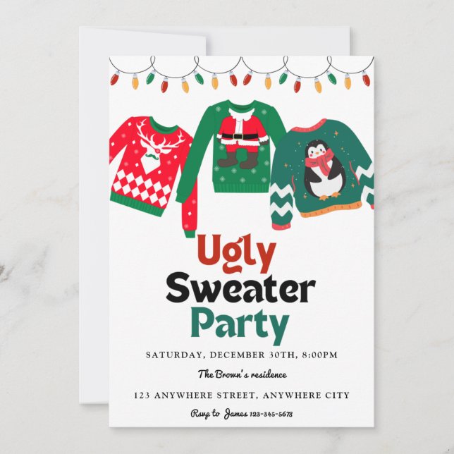 Ugly Sweater Christmas Party Einladung (Vorderseite)