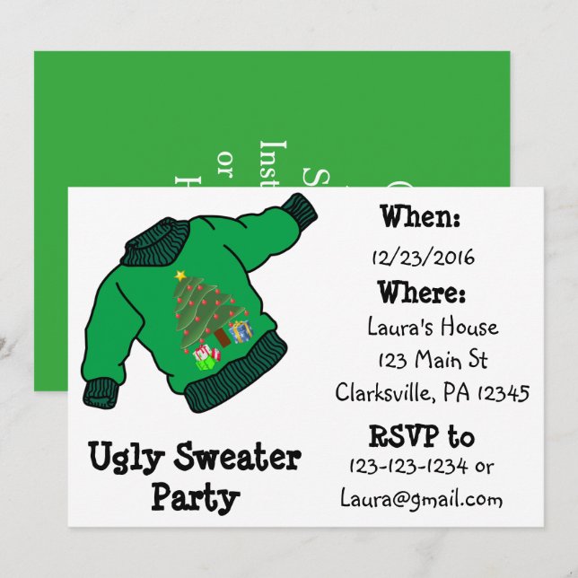 Ugly Sweater Christmas Party Einladung (Vorne/Hinten)