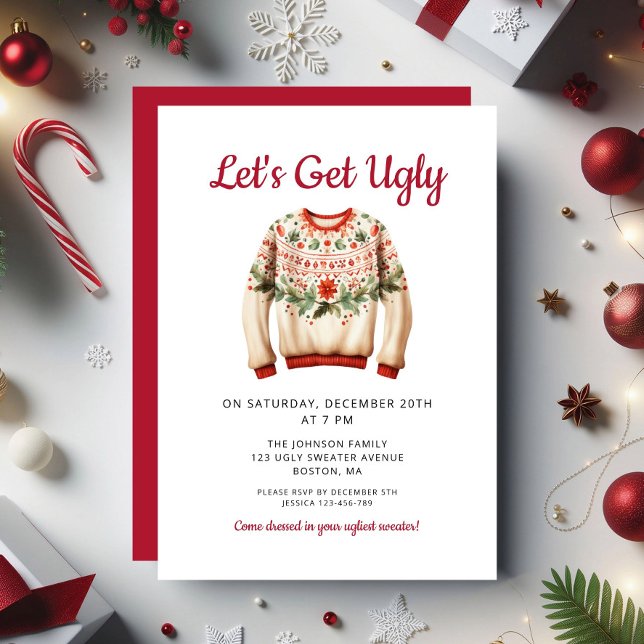 Ugly Sweater Christmas Party  Einladung (Ugly Sweater Christmas Party Invitation)
