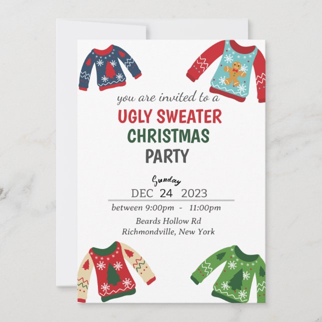 Ugly Sweater Christmas Party Einladung (Vorderseite)