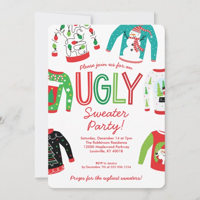 Ugly Sweater Christmas Party Einladung (Vorderseite)