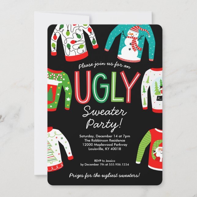 Ugly Sweater Christmas Party Einladung (Vorderseite)