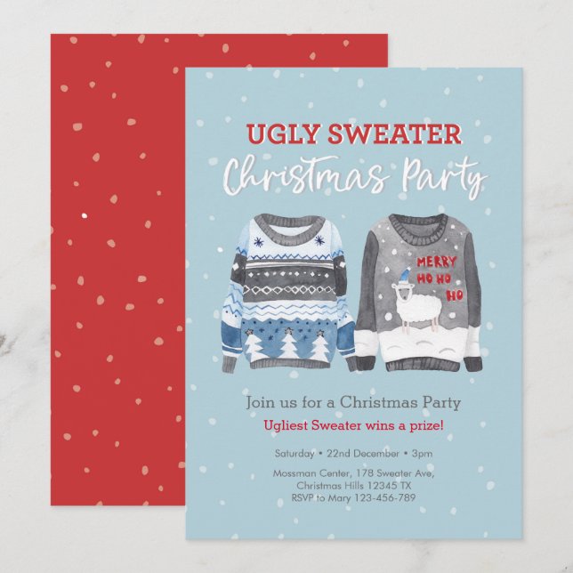 Ugly Sweater Christmas Party Einladung (Vorne/Hinten)