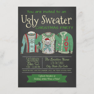 Ugly Sweater Christmas Party Einladung Chalk