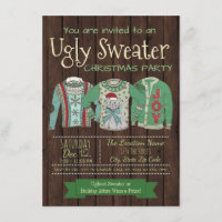 Ugly Sweater Christmas Party Einladungen Rustikal