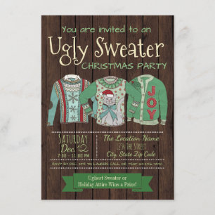 Ugly Sweater Christmas Party Einladungen Rustikal