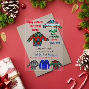 Ugly Sweater Christmas Party gefilterte Farben Acryleinladungen