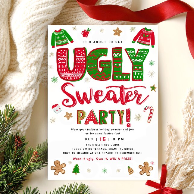 Ugly Sweater Christmas Party Invitation Einladung (Von Creator hochgeladen)
