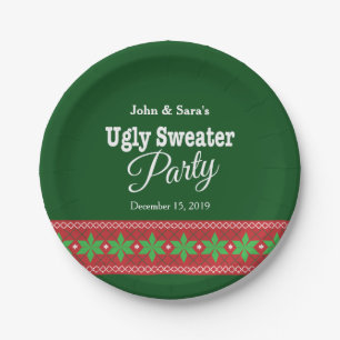 Ugly Sweater Christmas Party, Personalisiert Pappteller