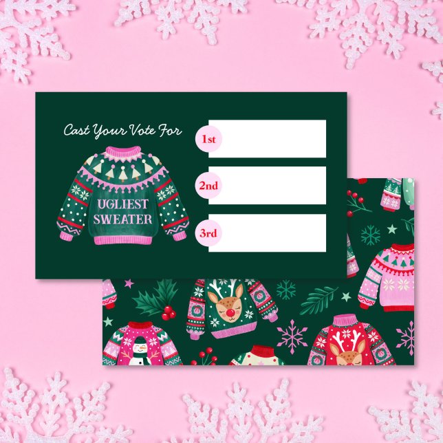 Ugly Sweater Christmas Party Wettbewerb Abstimmung Begleitkarte (Ugly Sweater Christmas Party Competition Voting Enclosure Card)