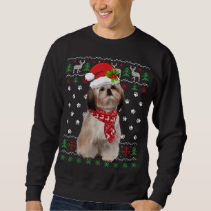 Ugly Sweater Christmas Shih Tzu Dog Puppy Xmas Paj Sweatshirt